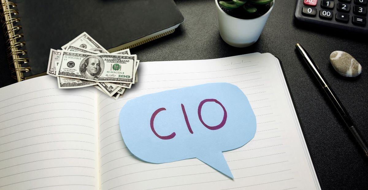 the word cio on a speech bubble with money beside it