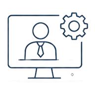 Support agent on a monitor with a settings gear