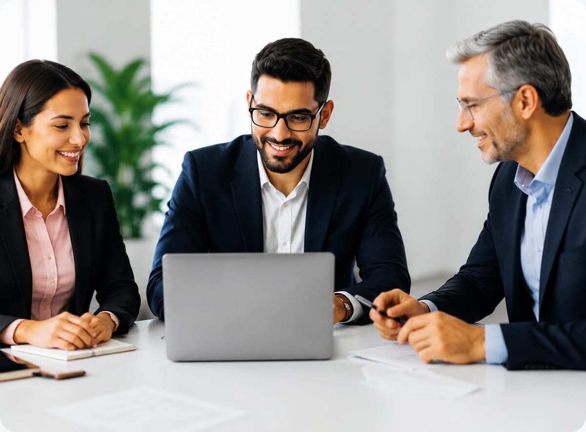 ITS specialists meeting with a client